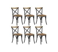 Chaises à dossier croisé lot de 6 noir bois de manguier massif