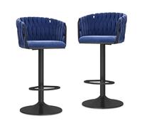 Chaises à Dossier en Dentelle pour Cuisine Salon - Ensemble de 2 (Coussinets Noirs Blancs)