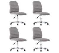 Chaises à manger à roulettes réglables au design moderne - vidaXL - lot de 4 - tissu gris clair - 56 x 43 x 84-94 cm - rotation 360°