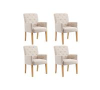 Vidaxl Chaises De Salle À Manger Avec Accoudoirs 4 Pcs Beige Tissu Beige