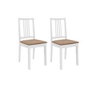 vidaXL Chaise à dîner 247634 – 2x bois solide, coussins blanc et crème – salle à manger