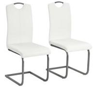 vidaXL Chaises de salle à manger Cantilever – lot de 2 – similicuir blanc