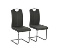 vidaXL Chaises de salle à manger Cantilever en similicuir gris – Lot de 2