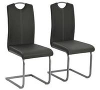 vidaXL Chaises de salle à manger Cantilever en similicuir gris – Lot de 2
