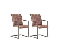 Vidaxl Chaises À Manger Cantilever Lot De 2 Marron Cuir Véritable Marron