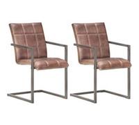 vidaXL Chaises à manger cantilever lot de 2 marron cuir véritable