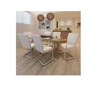 Vidaxl Chaises De Salle À Manger Cantilever 6 Pcs Blanc Similicuir Blanc