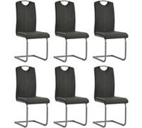 Vidaxl Chaises De Salle à manger Cantilever 6 Pcs Gris Similicuir