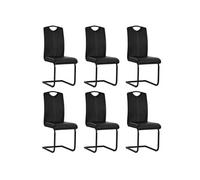 Chaises à manger cantilever lot de 6 noir similicuir275463