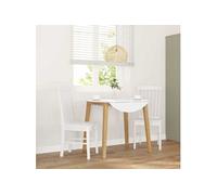 vidaXL Chaises à Manger Coussins 2 pcs Blanc Bois Massif Caoutchouc, Chaise à dîner, Chaise, Chaise de Salon, chaises à dîner, Chaise de Cuisine