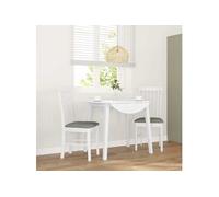 vidaXL Chaises à Manger Coussins 2 pcs Blanc Bois Massif Caoutchouc, Chaise à dîner, Chaise, Chaise de Salon, chaises à dîner, Chaise de Cuisine