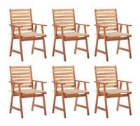Chaises à manger d extérieur lot de 6 et coussins Acacia massif G