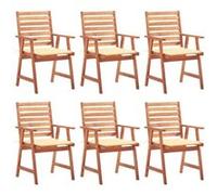 Chaises à manger d extérieur lot de 6 et coussins Acacia massif G