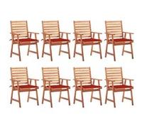 Chaises à manger d extérieur lot de 8 et coussins Acacia massif G