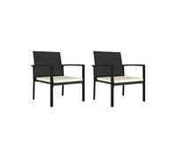 vidaXL Chaises de salle à manger de jardin 2 pcs Résine tressée Noir