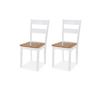 2x Chaise Salle à Manger Hévéa Blanc Chaise à Manger Chaise de Cuisine vidaXL