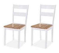 2x Chaise Salle à Manger Hévéa Blanc Chaise à Manger Chaise de Cuisine vidaXL