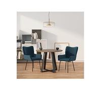 2x Chaises de Salle à Manger Fauteuils de Cuisine Sièges à Dîner Meubles de Salle à Manger Sièges de Cuisine Intérieur Bleu Velours