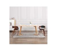 Chaises à manger lot de 2 bois courbé et tissu gris
