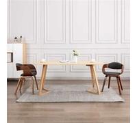 2x Bois Courbé Chaises de Salle à Manger Tissu Gris Cuisine Dîner vidaXL