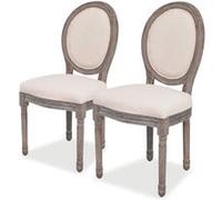 Chaises à manger lot de 2 crème tissu beige G