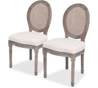 vidaXL Chaises de salle à manger en tissu lin Crème Lot de 4