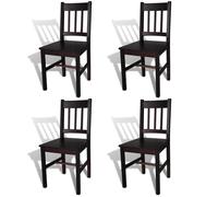 vidaXL 4x Bois de Pin Chaise Salle à Manger Marron Foncé Chaise de Cuisine 241517