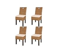 vidaXL Chaises de salle à manger – Rotin Kubu, Bois de manguier, Style contemporain – Lot de 4