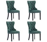 Chaises À Manger Lot De 4 Vert Foncé Velours Vidaxl Vidaxl Vert