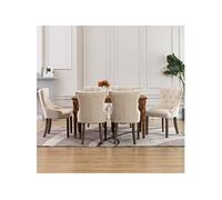 vidaXL 6X Chaises de Salle à Manger Chaises à Dîner Sièges de Cuisine Chaises de Repas Meubles de Cuisine Maison Intérieur Beige Tissu