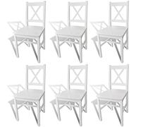 vidaXL 6x Chaise Salle à Manger Bois Blanc Chaise à Manger Chaise de Cuisine 271496