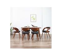 Chaises De Salle À Manger 6 Pcs Gris Foncé Bois Courbé Et Tissu