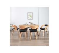 Chaises à manger lot de 6 noir bois courbé et similicuir Noir G