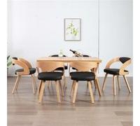 Chaises à manger lot de 6 noir bois courbé et similicuir