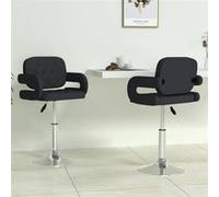 Vidaxl Chaises Pivotantes De Salle ¿¿ Manger 2 Pcs Noir Similicuir Noir