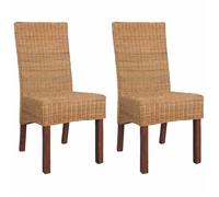 Chaises à manger - vidaXL - Lot de 2 - Rotin authentique - Bois massif - Style contemporain