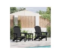 Chaises Adirondack 2 pcs Noires 74x82x90 cm HDPE, Chaise Adirondack Noire 74x82x91 cm HDPE