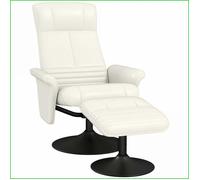 Chaises &amp Fauteuils d'Accent - HOMCOM - Fauteuil Relax avec Repose-Pieds Rotatif et Fonction Couchage - Creme Blanc