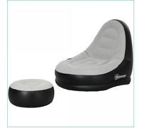 Chaises &amp Sièges d'Accent - Outsunny - Canapé gonflable avec repose-pieds et porte-verres - Gris Clair