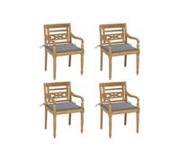 Chaises Batavia avec coussins lot de 4 Bois de teck solide