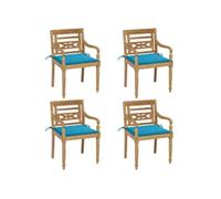 Chaises Batavia avec coussins lot de 4 Bois de teck solide