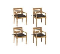 Chaises Batavia avec coussins lot de 4 Bois de teck solide