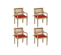 Chaises Batavia avec coussins lot de 4 Bois de teck solide
