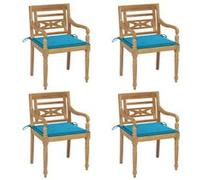 Chaises Batavia avec coussins lot de 4 Bois de teck solide bois de teck G