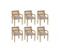Chaises Batavia avec coussins lot de 6 Bois de teck solide