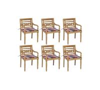 Chaises Batavia avec coussins lot de 6 Bois de teck solide