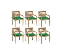 Chaises Batavia avec coussins lot de 6 Bois de teck solide