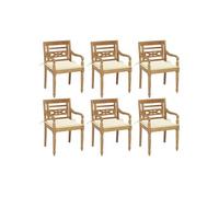 Chaises Batavia avec coussins lot de 6 Bois de teck solide