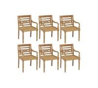 Vidaxl Chaises Batavia 6 Pcs Bois De Teck Solide