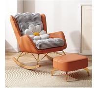 Chaises Berçantes pour Adultes - Chaise Berçante Moderne du Milieu du Siècle avec Dossier Large Et Pouf, Siège Rembourré, Petite Chaise Berçante Planeur Confortable pour Le Salo, Orange 1